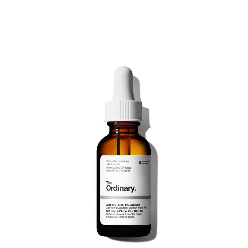 The Ordinary Aloe 2% + NAG 2% Solution serum bottle