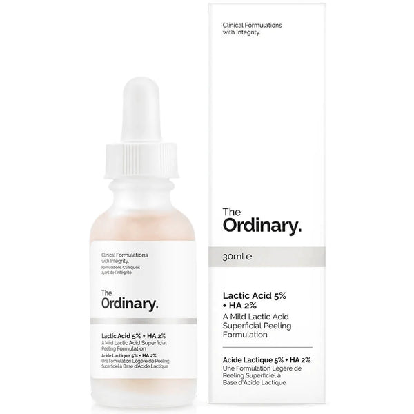 The Ordinary Lactic Acid 5% + HA 30ml bottle and box - gentle exfoliating serum