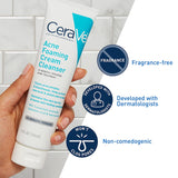 CeraVe Acne Foaming Cream Cleanser fragrance-free non-comedogenic features - CeraVe skincare product image