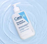 CeraVe Renewing SA Cleanser 237ml lifestyle water splash - CeraVe skincare product image